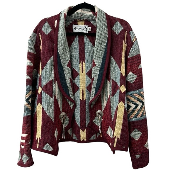 Kokopelli 100% Cotton New Mexico Collection Southwestern Aztec Cropped Jacket - Picture 1 of 6
